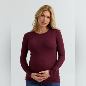 Express Knit Top Maternity or Long Blouse Size Small Heathered Burgundy